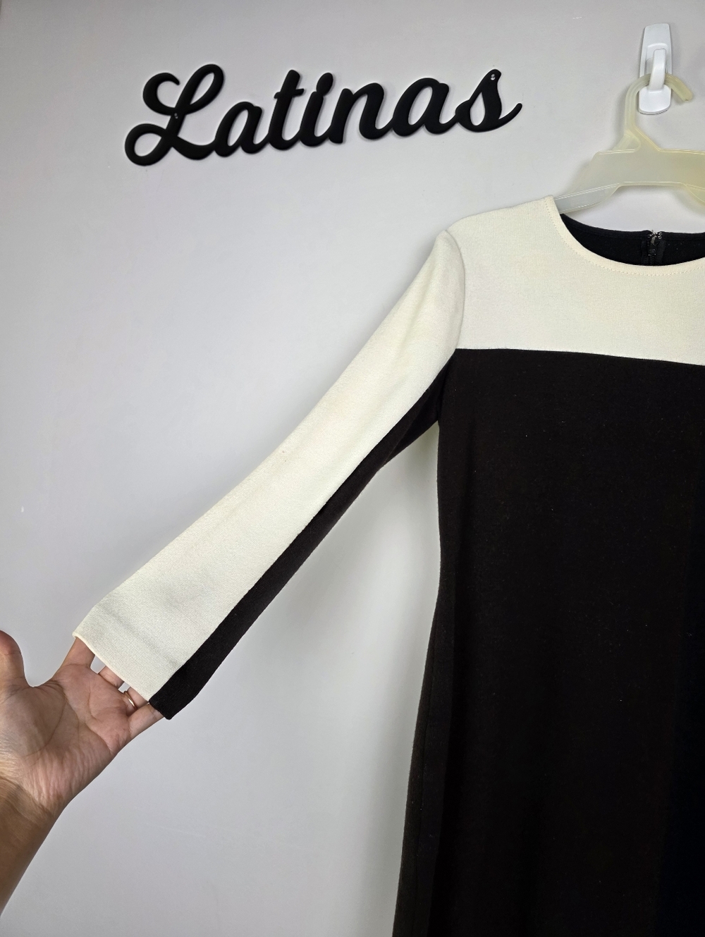 St John Wool blend brown black and white color block sheath dress size 8 - Picture 4 of 10